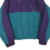 Womens Purple & Teal Zip Up Polyester Blend Outdoor Jacket XL Plain Retro