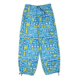 Mens Blue Cotton Blend Relaxed Drawstring Patterned Trousers W28 L26 Casual