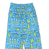 Mens Blue Cotton Blend Relaxed Drawstring Patterned Trousers W28 L26 Casual