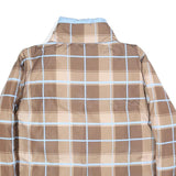 KARL KANI Womens Brown & Blue Check Reversible Jacket L Polyester Zip Casual
