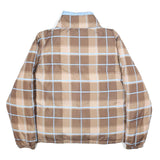 KARL KANI Womens Brown & Blue Check Reversible Jacket L Polyester Zip Casual