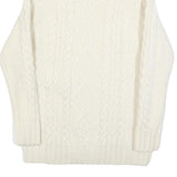 Womens White Plain Jumper Chunky Knit Roll Neck S Cable Knit Comfortable Warm