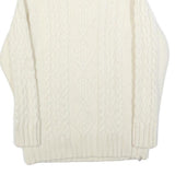Womens White Plain Jumper Chunky Knit Roll Neck S Cable Knit Comfortable Warm