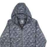 ASICS Mens Grey & Blue Quilted Hooded Jacket M Polyester Zip Casual Outdoor