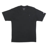 CHAMPION Mens Black V-Neck T-Shirt L Cotton Blend Casual Sportswear Logo