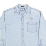 LEE Mens Blue Denim Shirt L Cotton Button Pocket Casual Lightweight