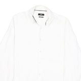 BOSS Mens White Plain Cotton Blend Shirt M Classic Formal Button Collar