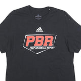 ADIDAS Mens Black & Red Prep Baseball Report Graphic T-Shirt L Short Sleeve Crew