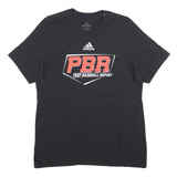 ADIDAS Mens Black & Red Prep Baseball Report Graphic T-Shirt L Short Sleeve Crew