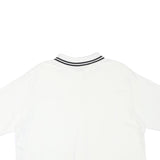 LEVI'S Womens White Cropped Polo Shirt L Cotton Blend Short Sleeve Striped