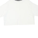 LEVI'S Womens White Cropped Polo Shirt L Cotton Blend Short Sleeve Striped