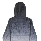 ELLESSE Mens Black & Grey Hooded Quilted Jacket S Polyester Zip Casual