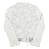 Womens White Textured Button Jacket UK 6 Polyester Blend Knit Classic Outerwear