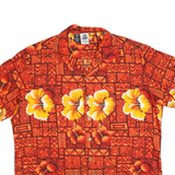 KENNINGTON Mens Orange Hawaiian Shirt L Floral Pattern Relaxed Fit Summer Casual