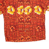 KENNINGTON Mens Orange Hawaiian Shirt L Floral Pattern Relaxed Fit Summer Casual