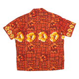 KENNINGTON Mens Orange Hawaiian Shirt L Floral Pattern Relaxed Fit Summer Casual