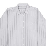 Mens White & Black Striped Casual Shirt 2XL Cotton Blend Classic Comfort