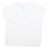 DKNY Womens White Graphic T-Shirt M Short Sleeve Crew Neck Cotton Blend