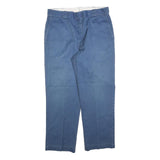 DICKIES Mens Cotton Blend Blue Regular Straight Trousers W38 L30 Workwear