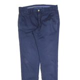MASSIMO DUTTI Womens Cotton Blend Navy Regular Leg Trousers W34 L34 Casual