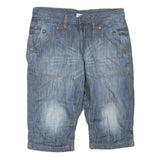 Mens Blue Denim Casual Shorts L W38 Cotton Blend Comfortable Fit Pocketed