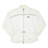 REEBOK Womens White Zip Up Jacket L Polyester Blend Plain Casual Activewear