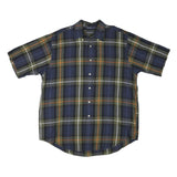 NAUTICA Mens Blue Green & Orange Check Shirt L Casual Button Down Cotton Blend