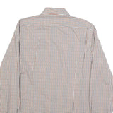 BOSS HUGO BOSS Mens Brown & Blue Check Shirt S Cotton Formal Button Collar