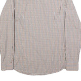 BOSS HUGO BOSS Mens Brown & Blue Check Shirt S Cotton Formal Button Collar