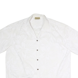 E&K Mens White Floral Polyester Shirt 2XL Short Sleeve Casual Button Shirt