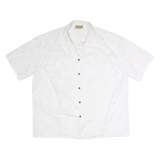 E&K Mens White Floral Polyester Shirt 2XL Short Sleeve Casual Button Shirt