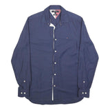 TOMMY HILFIGER Mens Navy Blue Casual Shirt S Cotton Blend Regular Fit