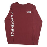 THE NORTH FACE Mens Maroon Long Sleeve Crew Neck T-Shirt M Logo Sleeve Print