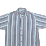 FADED GLORY Mens Blue & Grey Striped Cotton Shirt M Casual Summer Button Up