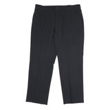 Womens Black Cotton Regular Fit Straight Leg Trousers W36 L32 Classic Zip