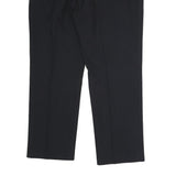 Womens Black Cotton Regular Fit Straight Leg Trousers W36 L32 Classic Zip
