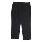 Womens Black Cotton Regular Fit Straight Leg Trousers W36 L32 Classic Zip