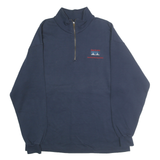 LEE Mens Navy Blue Half Zip Sweatshirt L Corporate Logo Casual Pullover