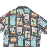 PULL & BEAR Mens Black Blue Green Printed Silk Shirt M Casual Relaxed Fit