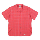 JACK WOLFSKIN Womens Red Check Shirt L Outdoor Travel Button-Up Lightweight