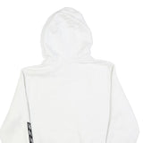 PUMA Mens White Hoodie M Cotton Blend Pullover Drawstring Logo Tape Detail