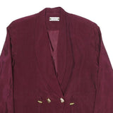 GOLD COLLECTION Womens Maroon Silk Button Jacket L Plain Elegant