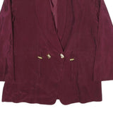 GOLD COLLECTION Womens Maroon Silk Button Jacket L Plain Elegant