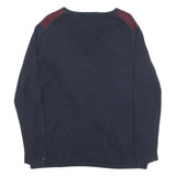 TOMMY HILFIGER Womens Blue & Red Patterned Jumper V-Neck Basic Knit XL Cotton