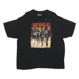 KISS Mens Black Graphic T-Shirt 2XL Short Sleeve Crew Neck Rock Band Cotton