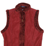 CHAPS Womens Red Faux Suede Zip Jacket L Faux Suede Plain Stylish Warm