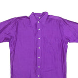 Mens Purple Plain Short Sleeve Shirt M Casual Lightweight Button Up