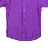 Mens Purple Plain Short Sleeve Shirt M Casual Lightweight Button Up