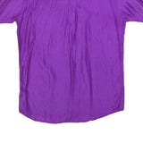 Mens Purple Plain Short Sleeve Shirt M Casual Lightweight Button Up