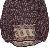 ZARA Womens Blue & Beige Printed Top Long Sleeve V-Neck XS Stylish Pattern